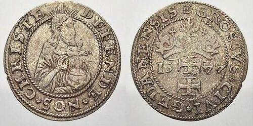 Danzig, Stadt Groschen Notmünzen während der Belagerung 1577. Attraktives Exemplar, VF-EF mit Glanz