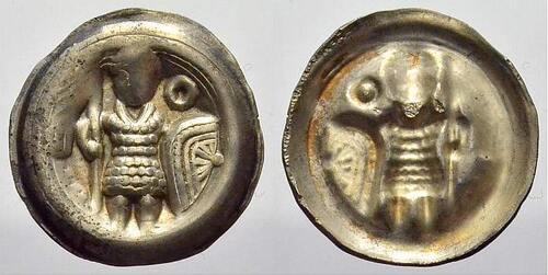 Brandenburg-Preußen Brakteat Otto II. 1184-1205. Selten. Min. Prägeschwäche, aEF