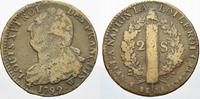 Frankreich Cu-2 Sols Ludwig XVI. 1774-1793. -