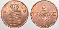 Sachsen-Albertinische Linie Cu 2 Pfennig Johann 1854-1873. -