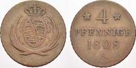 Sachsen-Albertinische Linie Cu 4 Pfennige Friedrich August I. 1806-1827. -