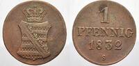 Sachsen-Albertinische Linie Cu Pfennig Anton 1827-1836. -