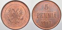 Russland Cu 5 Pennia Für Finnland, ausgaben der Provisorische Regierung 1917. -