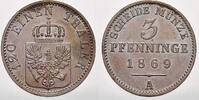 Brandenburg-Preußen Cu 3 Pfennig Wilhelm I. 1861-1888. -