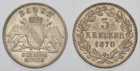 Baden-Durlach 3 Kreuzer Friedrich I. 1852-1907. -