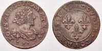 Frankreich Cu-Double tournois, au grand buste viril drapé 1 Ludwig XIII. 1610-1643. -
