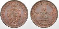 Sachsen-Albertinische Linie Cu 5 Pfennige Johann 1854-1873. -