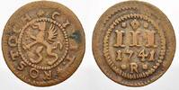 Mecklenburg-Rostock, Stadt Cu 3 Pfennig 1741 R Sehr sch&ouml;n 17.30 US$  +  28.83 US$ shipping