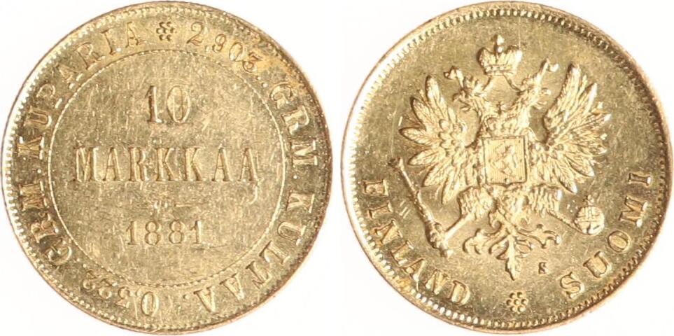 Finnland 10 Markkaa 1881 Alexander III. 1881-1894. EF | MA-Shops