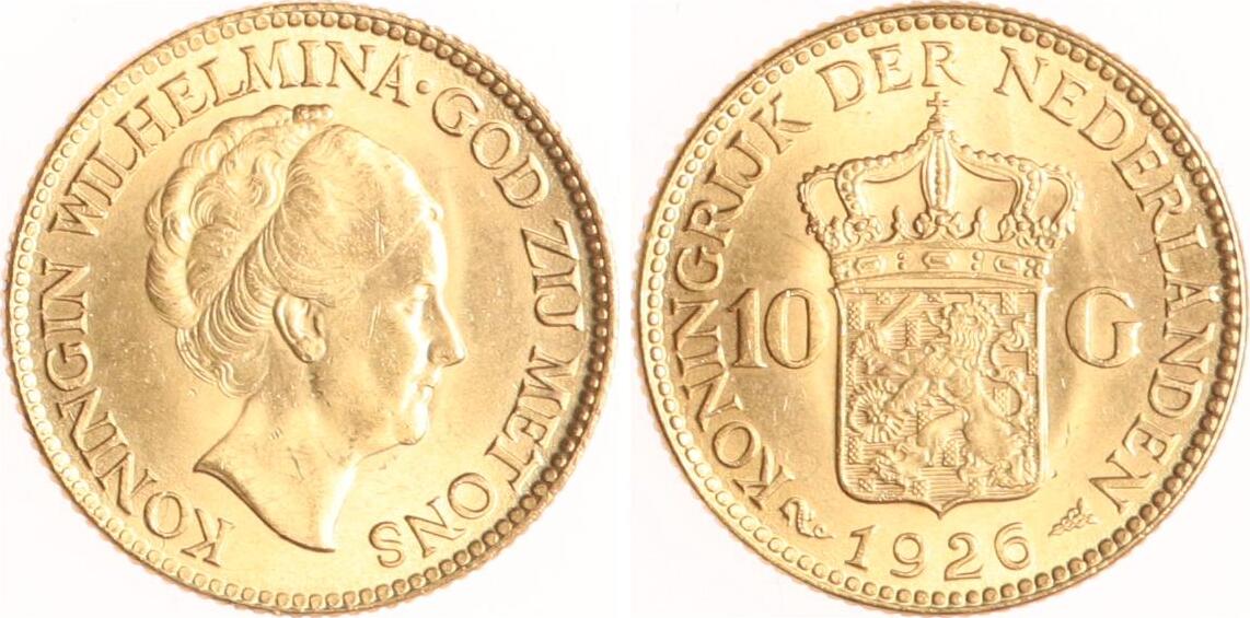 Niederlande 10 Gulden 1926 Wilhelmina 1890-1948. UNC- | MA-Shops