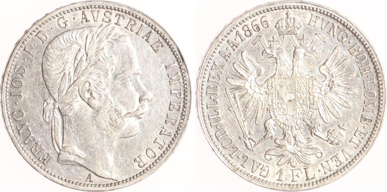 Österreich 1 Florin 1866 A Franz Joseph I. 1848-1916. VF-EF | MA-Shops