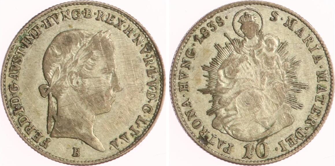 Österreich 10 Kreuzer 1838 B Ferdinand I. 1835-1848 VF | MA-Shops