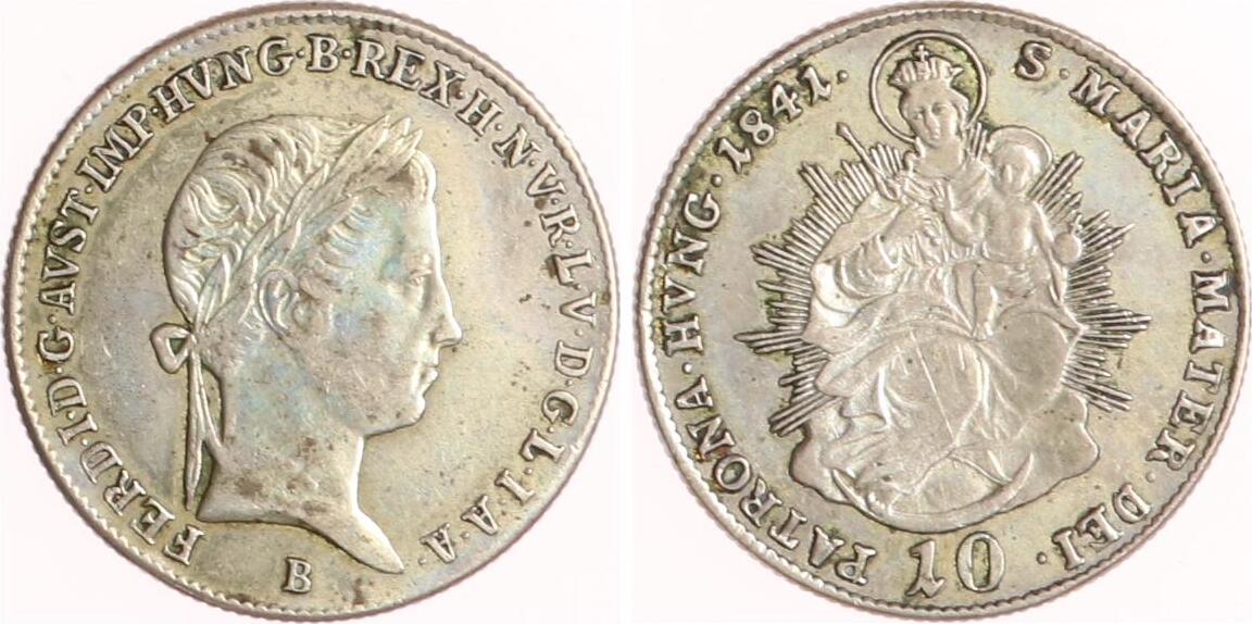 Österreich 10 Kreuzer 1841 B Ferdinand I. 1835-1848 VF-EF | MA-Shops