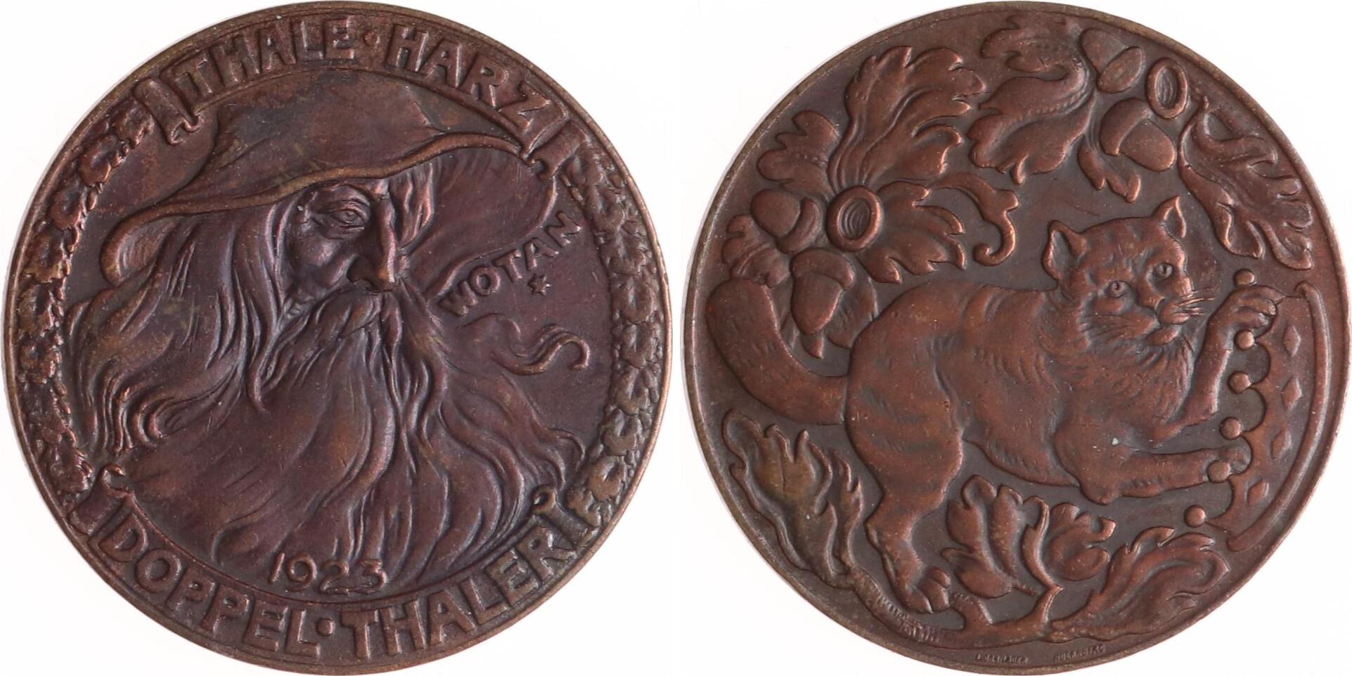 Thale am Harz DoppelThaler 1923 Waldkater. CH UNC Thale am Harz DoppelThaler 1923 Waldkater. CH UNC