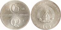 10 Mark 1968 (A) DDR Johannes Gutenberg. Fast Stempelglanz