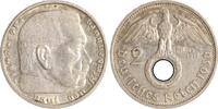2 Reichsmark 1936 G Drittes Reich Paul von Hindenburg - mit Hakenkreuz. Sehr schön