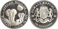 100 Shillings 2014 Somalia African Wildlife - Elephant. Stempelglanz in Kapsel