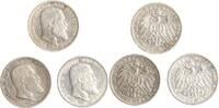 Württemberg 3 x 2 Mark Wilhelm II. 1891-1918. -