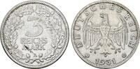 Weimarer Republik 3 Reichsmark 1931 A Umlaufmünze. VF-EF