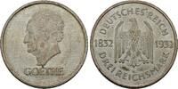 Weimarer Republik 3 Reichsmark 1932 A Goethe. UNC-