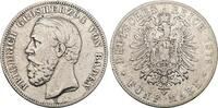 Baden 5 Mark 1876 G Friedrich I. 1856-1907. F/VF