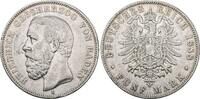Baden 5 Mark 1888 G Friedrich I. 1856-1907. F/VF, kleiner Randfehler