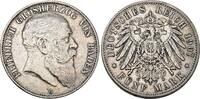 Baden 5 Mark 1907 G Friedrich I. 1856-1907. VF