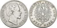 Bayern 5 Mark 1876 D Ludwig II. 1864-1886. Sch&ouml;n/Sehr sch&ouml;n 663.19 元  ＋  78.02 元 运费