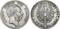 Sachsen 5 Mark 1875 E Albert 1873-1902. Sch&ouml;n/Sehr sch&ouml;n 663.19 元  ＋  78.02 元 运费
