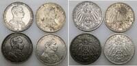 Preussen 4 x 3 Mark 1914 A Wilhelm II. 1888-1918. sehr schön, VF-EF
