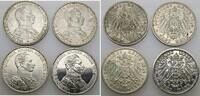 Preussen 4 x 3 Mark 1914 A Wilhelm II. 1888-1918. sehr schön, VF-EF