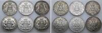 Hamburg 6 x 3 Mark 1908 J - 1913 J VF