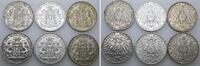 Hamburg 6 x 3 Mark 1908 J - 1913 J VF