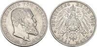 Württemberg 3 Mark 1910 F Wilhelm II. 1891-1918. VF-EF