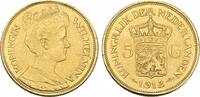 Niederlande 5 Gulden 1912 Wilhelmina 1890-1948. Vorz&uuml;glich, kleiner Rand... 490.57 US$  +  23.09 US$ shipping