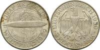 3 Reichsmark 1930 D Weimarer Republik Weltflug Zeppelin Ger. Rf., Kr., etw. fleckig, vz