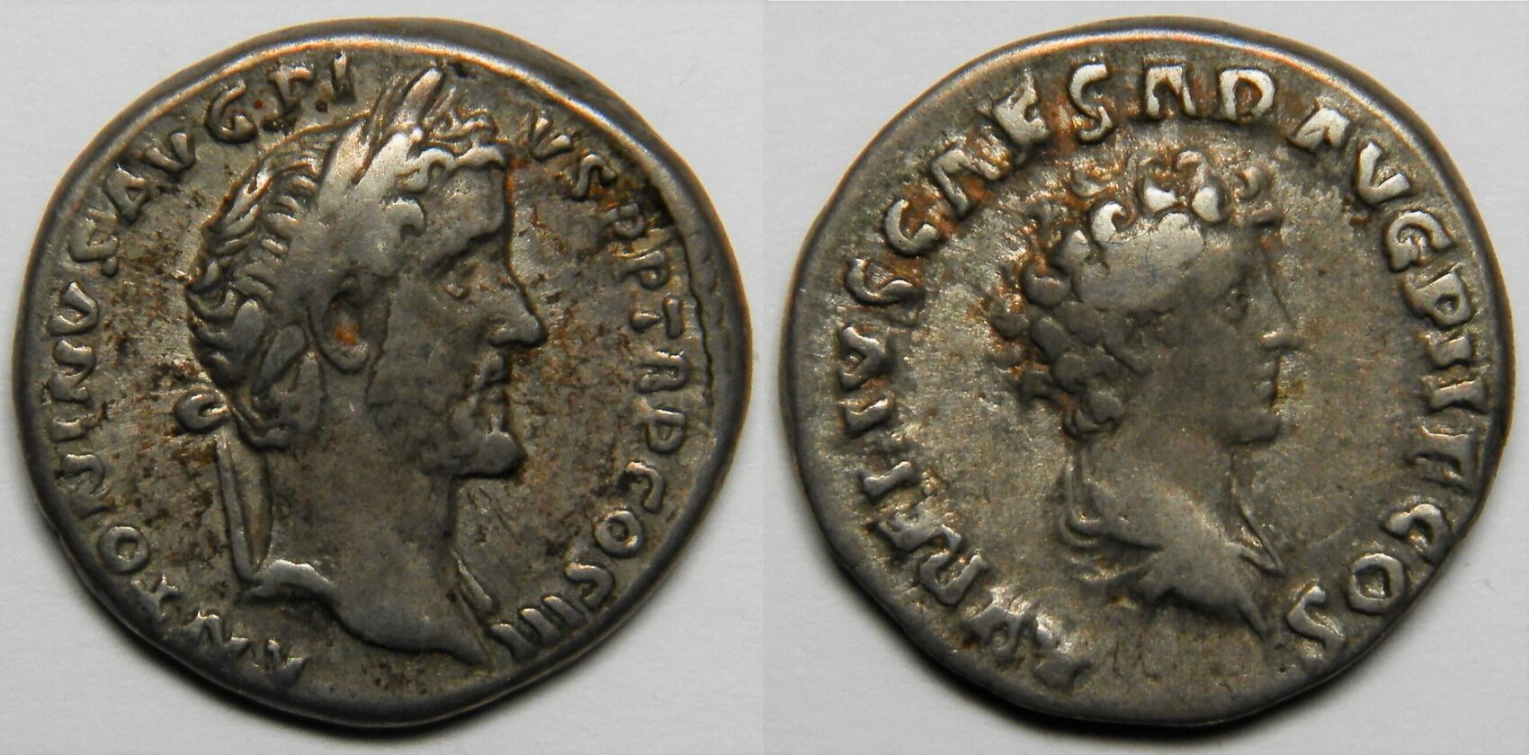 Roman Empire AR Denarius AD 140 Antoninus Pius with Marcus Aurelius as ...