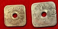 Medaillen 20 centimes #7555 - Jeton Nantes Tramways Carré 25 mm Zinc Nickelé Variété -