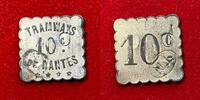 Medaillen 10 centimes #7553 - Jeton Nantes Tramways Zn Nickelé 25 mm Carré Lobé TN -