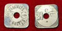 Medaillen 20 centimes #7566 - Jeton Nantes Tramways Zinc nickelé 25 mm Variété -