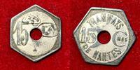 Medaillen 15 centimes #7561 - Jeton Nantes Tramways Zinc Nickelé Troué Contremarque TN -