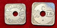 Medaillen 20 centimes #7559 - Jeton Nantes tramways Zinc Nickelé variété avers 2 type A3 -
