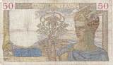 France 50 Francs 1938 Cérès, Z.7599, Fayette:18.08, KM:85b VF(20-25)
