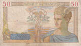 France 50 Francs 1936 Cérès, M.4777, Fayette:17.28, KM:81 VF(20-25)