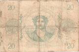 France 20 Francs 1872 Bleu, 1872-11-02, D.1168 VF(20-25)