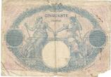 France 50 Francs 1925 Bleu et Rose, U.11715, Fayette:14.38, KM:64g F(12-15)