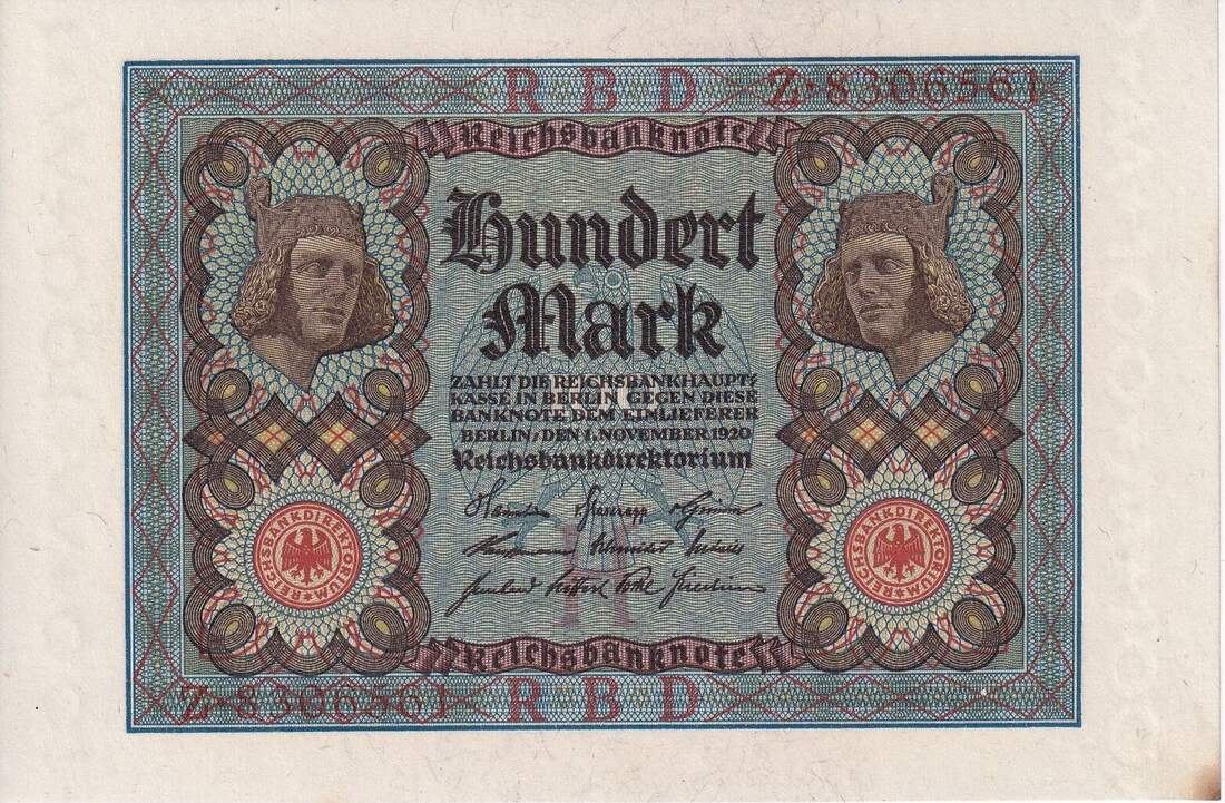 Germany 100 Mark Banknote, 1920-11-01, KM:69a EF(40-45) | MA-Shops