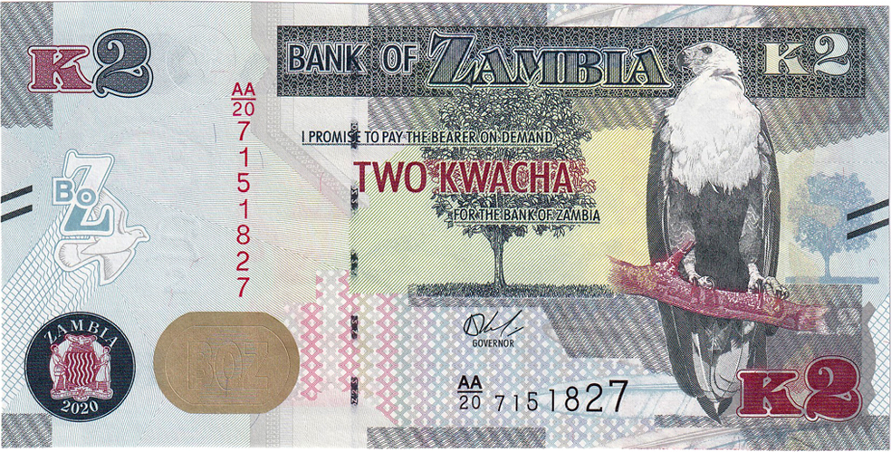 Zambia 2 Kwacha 2020 Banknote KM 49 UNC 65 70 MA Shops   246427a 