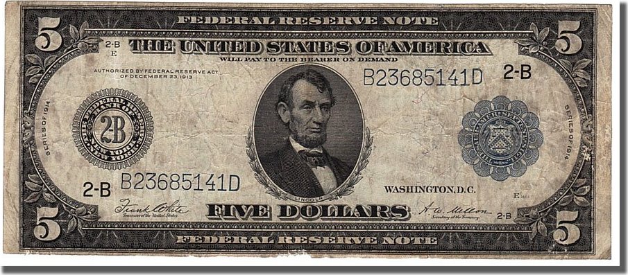 abraham lincoln 5 dollar bill portrait
