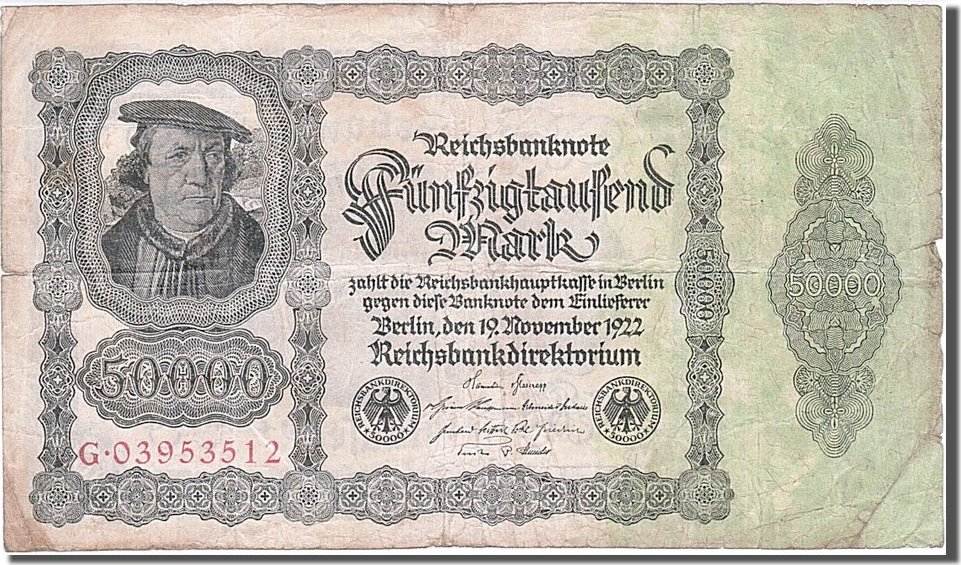 Germany 50,000 Mark 1922 Banknote, 1922-11-19 VF(20-25) | MA-Shops